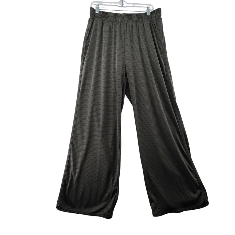 OFFLINE by Aerie Mesh Wide Leg Pants Womens‎ Large Olive Green Athleisure Sporty